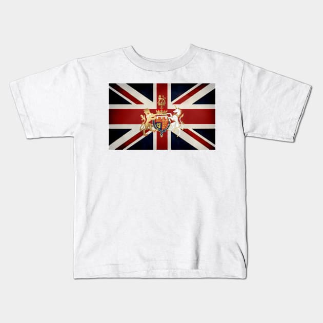 Union Jack with Windsor Insignia Kids T-Shirt by PixDezines